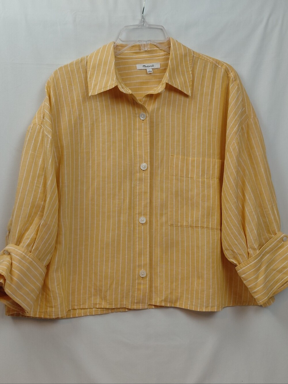 Madewell Linen Organic Cotton Blend Size Large Stripes Button Up Shirt